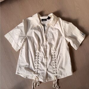 Harley Davidson Women’s Shirt 1W White Lace Up Corset Style